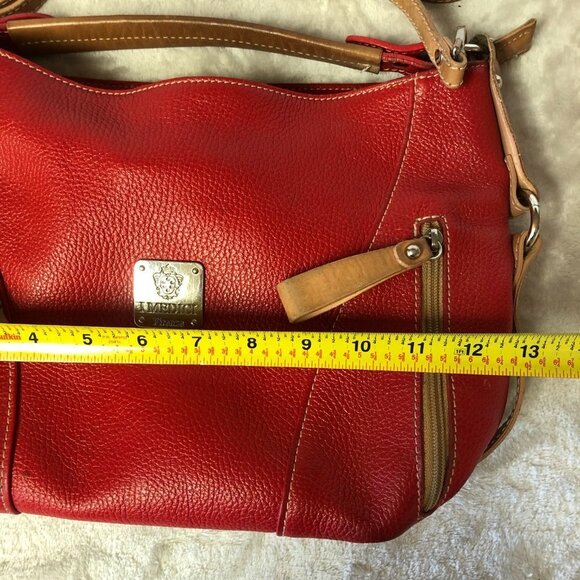 I Medici Firenze Italian Pebbled Leather Red & Tan Crossbody Shoulder Bag Purse - Picture 12 of 16